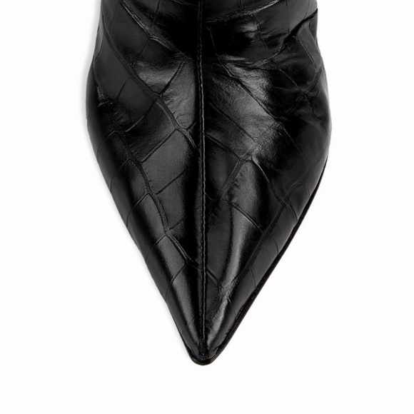 SCHUTZ Asya Up Croc-Embossed Wedge Boots Black | 6B - Picture 5 of 16